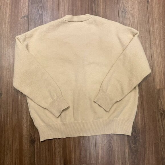 Women's Cardigan Sweater, Size S/M, Creamy Beige Wool - Picture 5 of 5